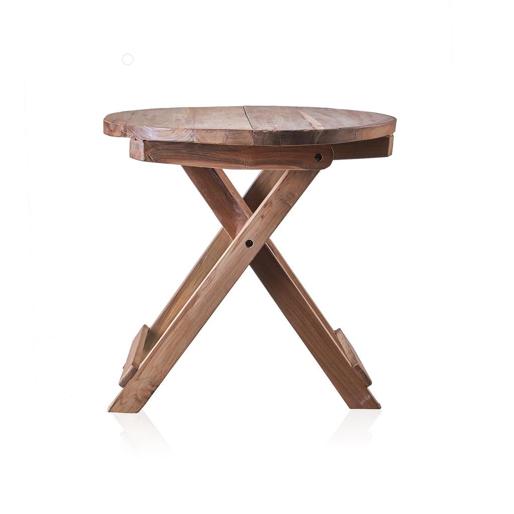 Round Folding Coffee Table 50cm Reclaimed Wood