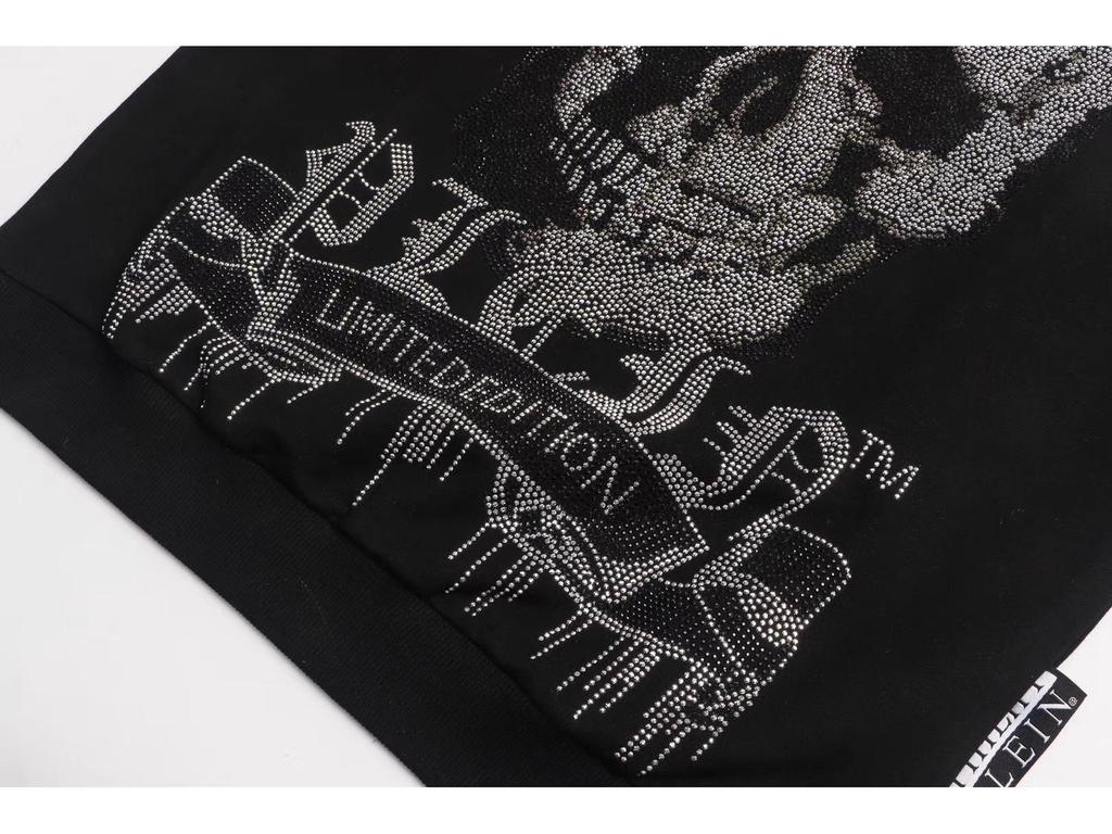 Philipp Plein Men's Rhinestone Skull Hoodie - Trendy Autumn/Winter Street Style Fashion
