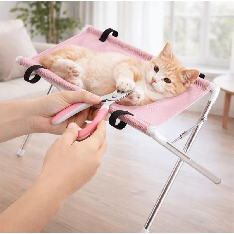 Detachable Pet Grooming Bed Cats Dogs Foldable Fixed Hammock For Nail Trimming  Pet Bath Care Stainless Steel Mesh Frame