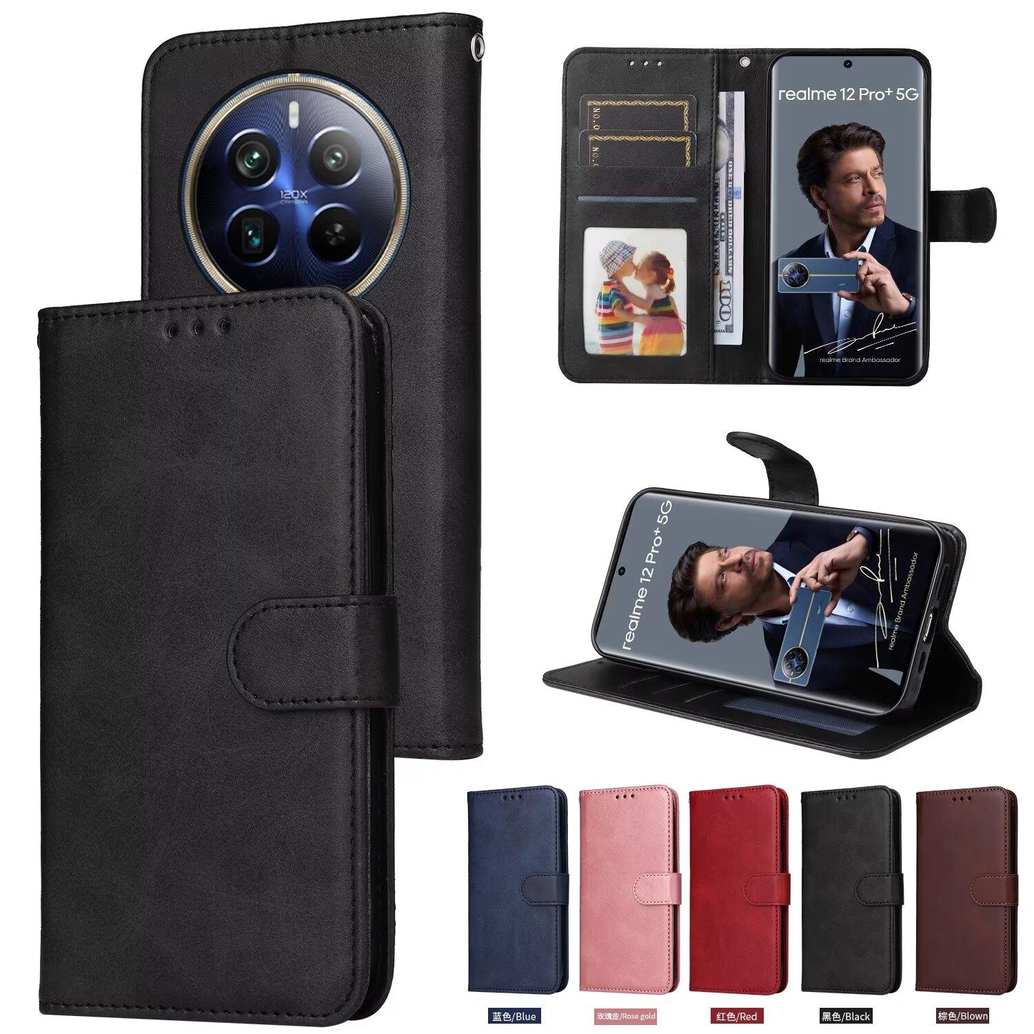 Custodia Portafoglio HualuBro Per Realme C21 – Pelle PU Rossa Con Porta Carte, Chiusura Magnetica E Anturto