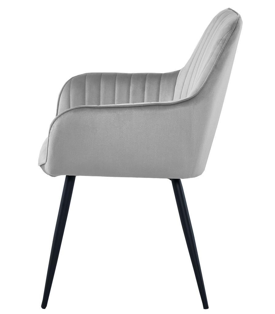 SOLDEN chair - silver-gray velvet / black legs x 1