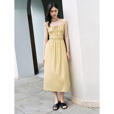 Peacebird Women's Sleeveless French Style Solid Midi Dress