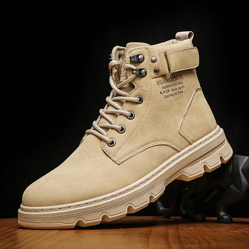 Fashion New Coturno Men Leather Shoes High Top Fashion Winter Warm Snow Shoes Dr. Motorcycle Ankle Boots Couple Unisex Boots Size 39-44