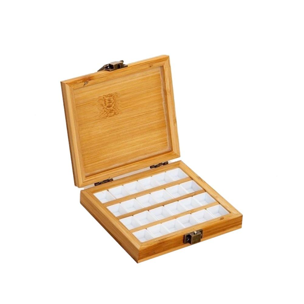 Empty Bamboo Watercolor Box with Lid Paint Storage Box New Paint Palette  Painting Art Supplies