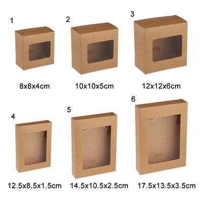 10 Piezas Papel Kraft Caliente Suministros para Fiesta de Cumpleaños Estuche para Regalo Bolsa para Envolver Caramelos Paquete para Pastel Caja de Regalo de Papel Ventana Transparente de PVC