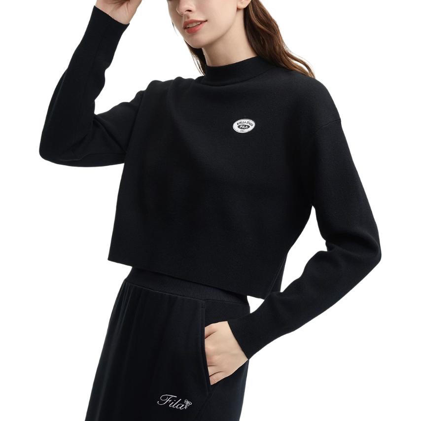 Fila Original Fashion Casual Comfortable Short Pullover Knit Sweater Women Sweater Black F51W449401F-BK