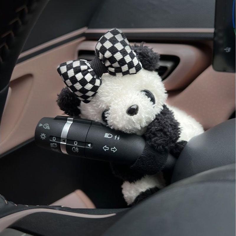 Car Interior Decoration Ornaments Cute Car Mounted Gear Guard Decoration Cartoon Panda Doll Turn Signal Wiper Decoration