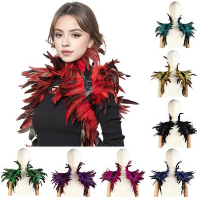Faux Feather Shawl Shoulder Wrap Cape Soft Adjustable Retro Gothic Collar Cosplay Party Stage Performance Faux Feather Scarf Dancer Costume