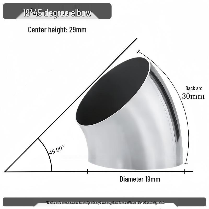 Adaptador de Codo de Pasamanos de Acero Inoxidable a 45° - Codo de Soldadura de Escape Anticorrosión
