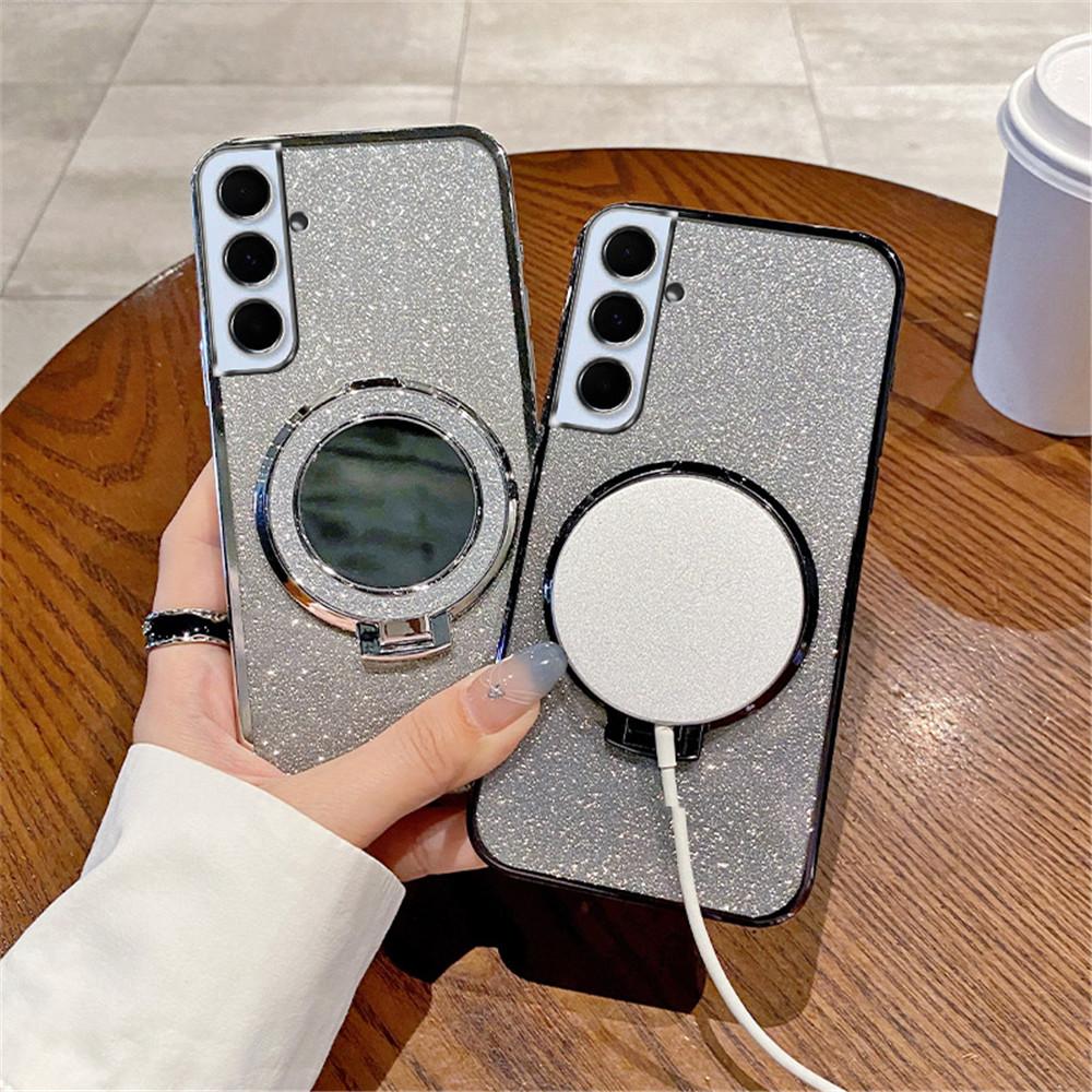 Gradient Glitter Mirror Ring Holder Phone Case For Samsung Galaxy A05 A15 A25 A35 A55 A05S A04 A14 A24 A34 A54 A73 A53 A33 Cover