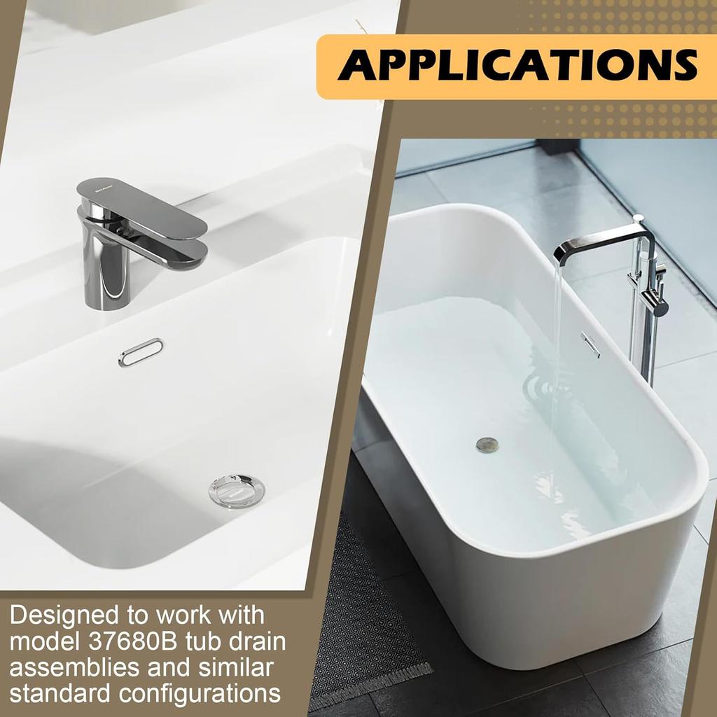 Bathtub Drain Stopper Gasket, Black Rubber, 2-1/16 X 1 X 1/4 Inch, Tip-Toe Style, 2 Pack