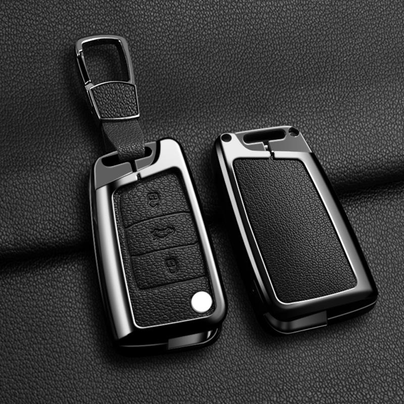 Interior Mouldings Metal Leather Car Key Cover For Volkswagen VW Polo Golf 7 MK7 Tiguan Passat For Skoda Octavia Kodiaq Karoq Fo