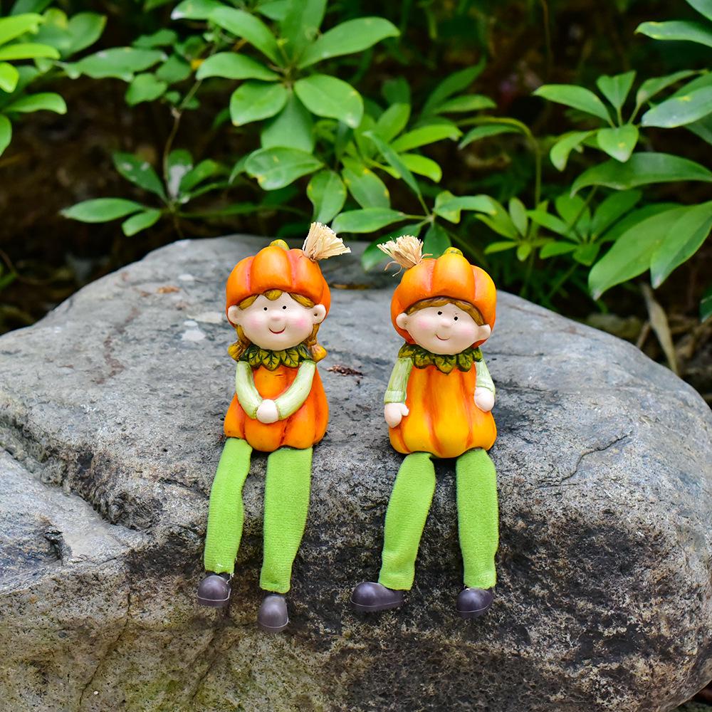 Ceramic Pumpkin Man Home Decor - Harvest Festival Resin Gift