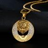 Europe, America, New Models, Style, Cross-border Hollow Gold-plated Point Diamonds, Lion Pendant Necklace.