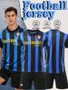 Men Soccer Jersey Set Short Sleeve Blue Black Striped Football Uniform Suit Quick Dry Breathable Sport Shirt And Shorts Adult