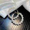 Women Luxury Pearl Wrapped Large Circle Earrings Exquisite Chain Embellish High Temperament Versatile Fashion Hoops Gift