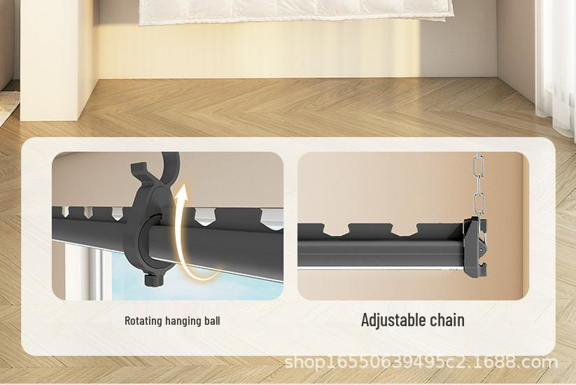 Manual Hand-Crank Adjustable Double Layer Clothes Drying Rack for Balcony