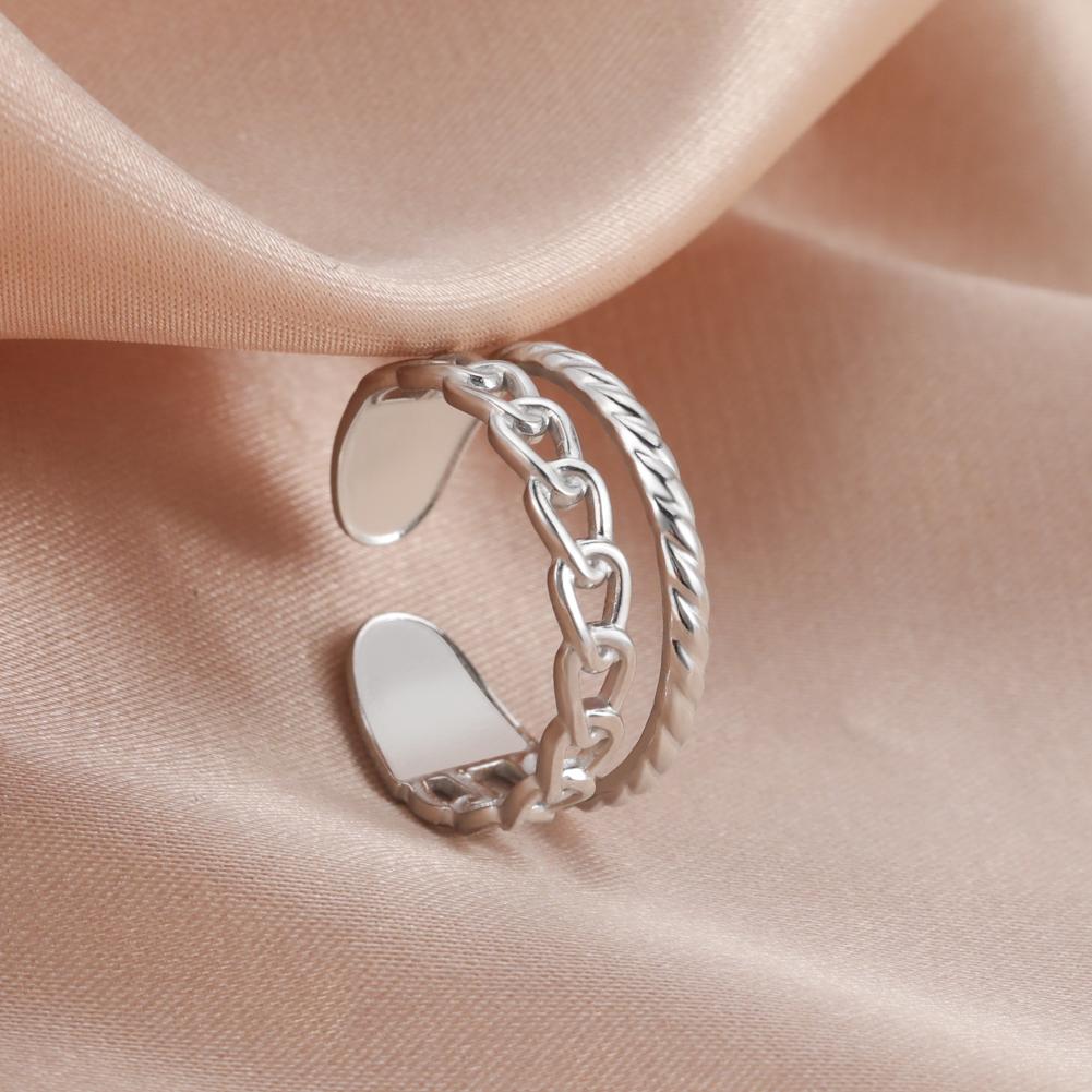 Stainless Steel Women Rings Geometric Heart Aesthetic Adjustable Open Finger Ring Fashion Party Jewelry Gifts