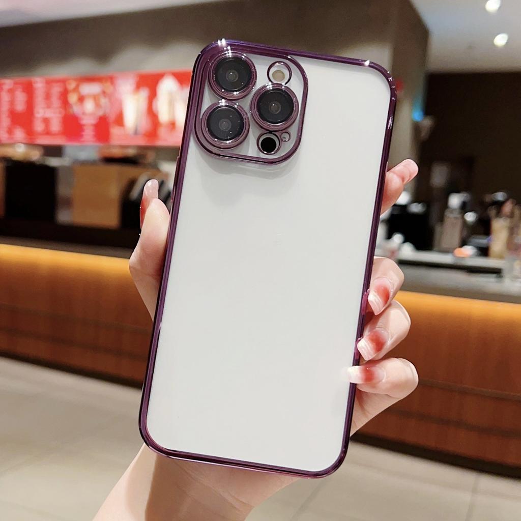 15 für Apple 14promax Galvanisierte Handyhülle Objektivfolie Staubdichtes Netz Integrierte Transparente Weichschale 13/12 Einfarbig 16