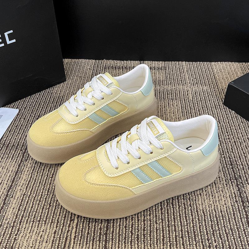 Red Platform Contrasting Color German Training Shoes Women's 2025 New Mesh Breathable Comfortable Non-slip Sports and Leisure Shoes