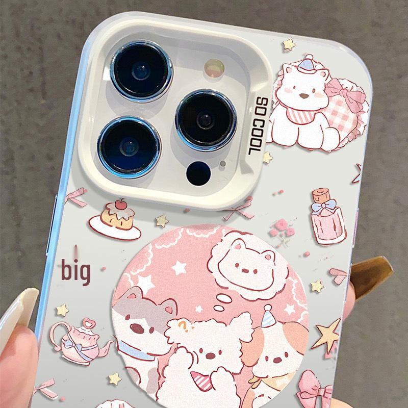 Silver Puppy Cartoon iPhone 17 Case for Apple 15 Pro Max, 14 Pro, 13, 16 Pro, Cross-Border Compatible