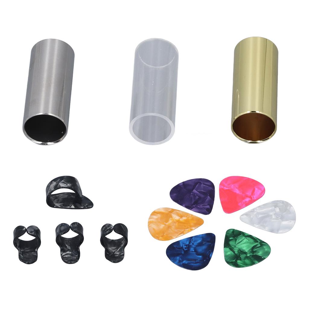 Gitarren-Slide-Set Edelstahl Acryl Messing mit Daumen-Fingerpicks Akustikgitarren-Ersatz