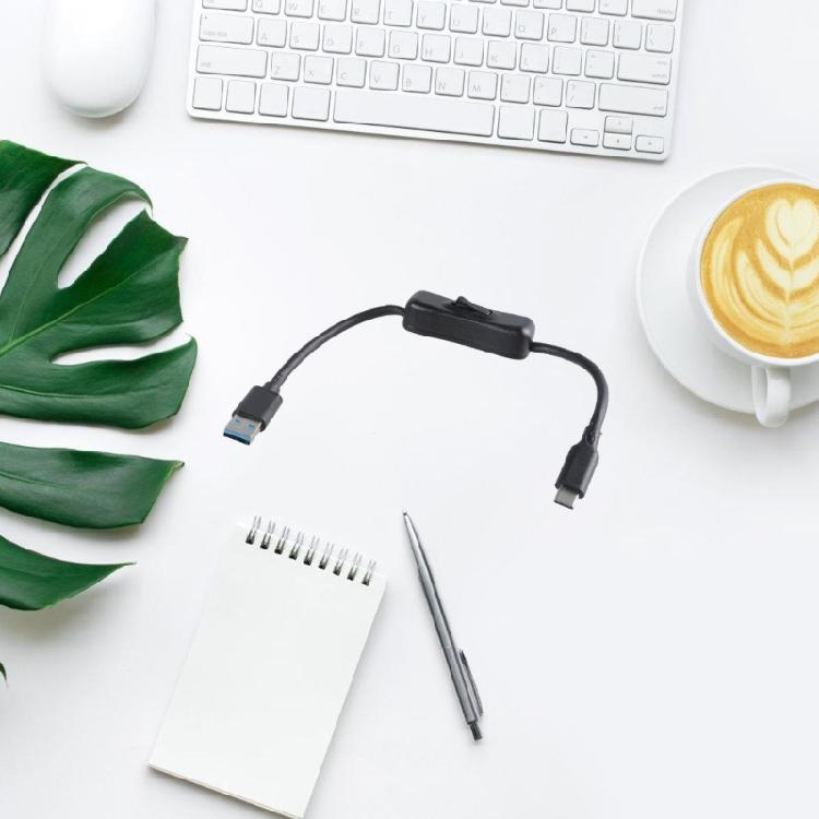 USB A to Type C Power Extension Cord with Switches, 60W Charging Cable 10Gbps Data Transmission for Various USB Devices