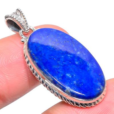 Natural Lapis Lazuli Gemstone 925 Solid Sterling Silver Gift Pendant 1.50" T5A22