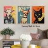 Vintage Cats and Dogs Funny Poster Trendy Retro Wall Art Decor Canvas Printing Poster Funny Retro Cats Wall Decor Funky Wall Art