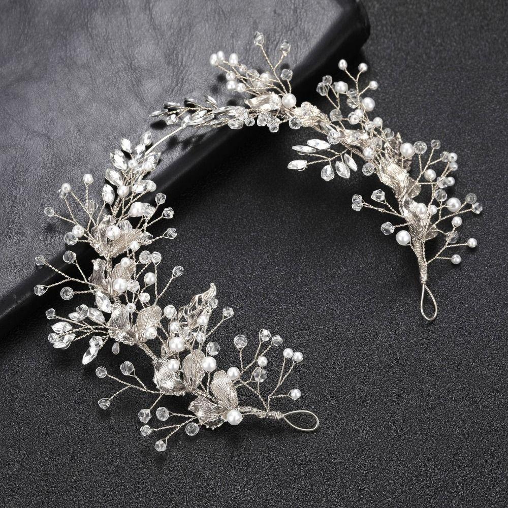 Beaded Bridal Headband Handmade Bridal Tiara Hair Vine Luxury Crystal Headpiece Bridal Party