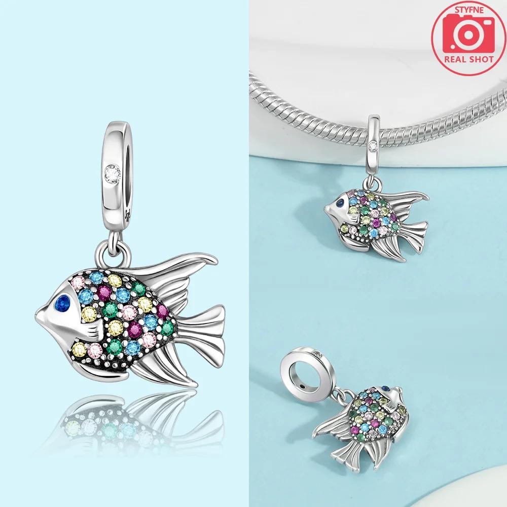 Original Marine Animals Blue Fish Pink Octopus Charms Beads Copper Fit Bracelet Jewelry Women'S Accessory Diy Gift