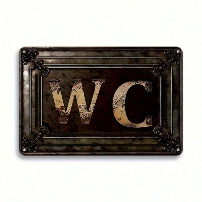 Vintage Fém WC Tábla Rusztikus Faldekoráció Vízálló Fürdőszoba Tábla 30x20cm