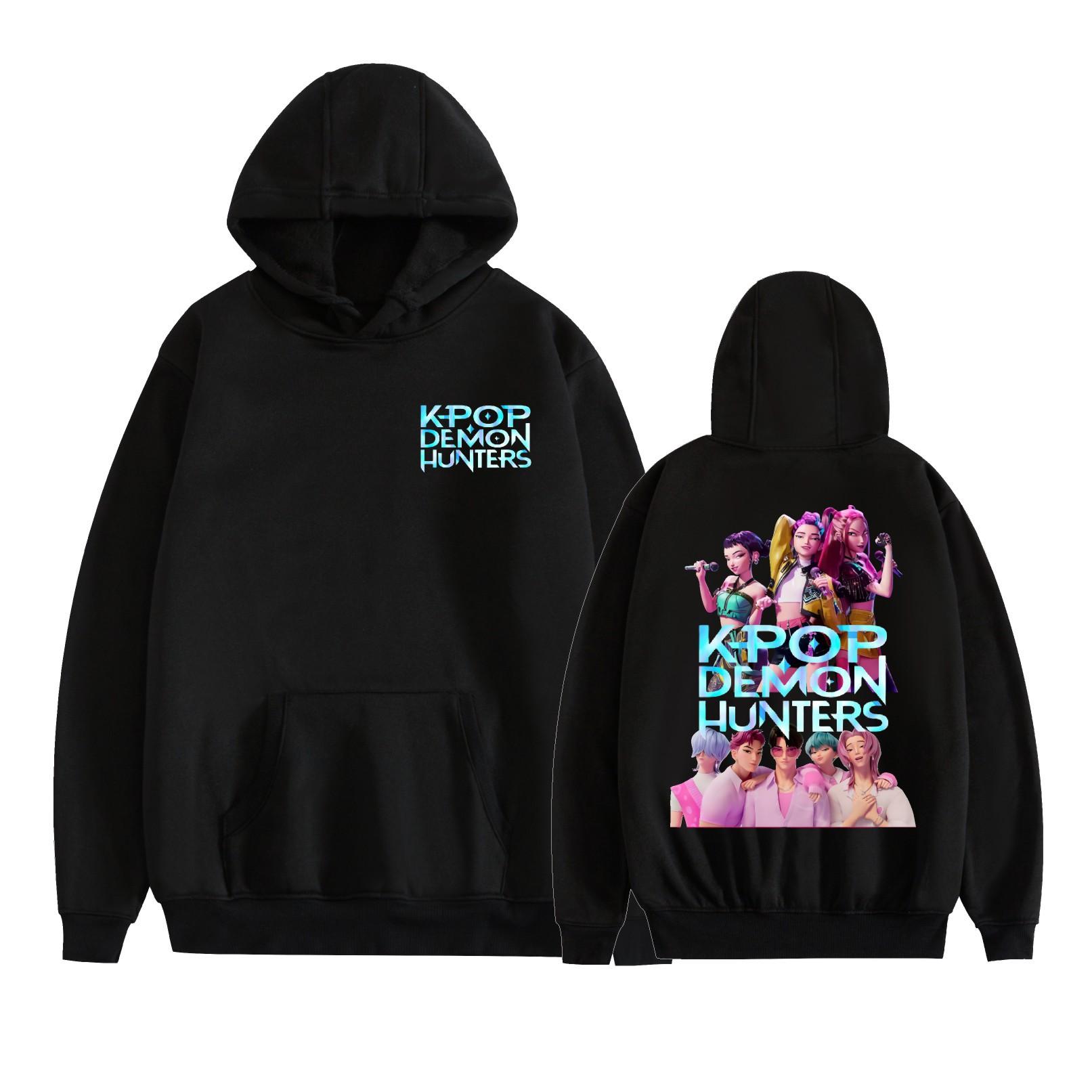 

KPop Demon Hunters Anime Hoodie Student Sweatshirt Long Sleeve Men Women Hoodies Streetwear Pullovers Fashion Clothes XS чёрный