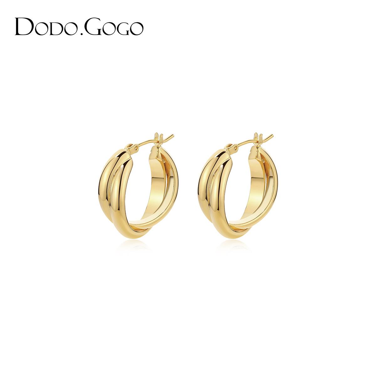 DODOGOGO Metal Circle Earrings Women s New Popular Temperament Circle Ear Buckle Earrings Light Luxury Earrings