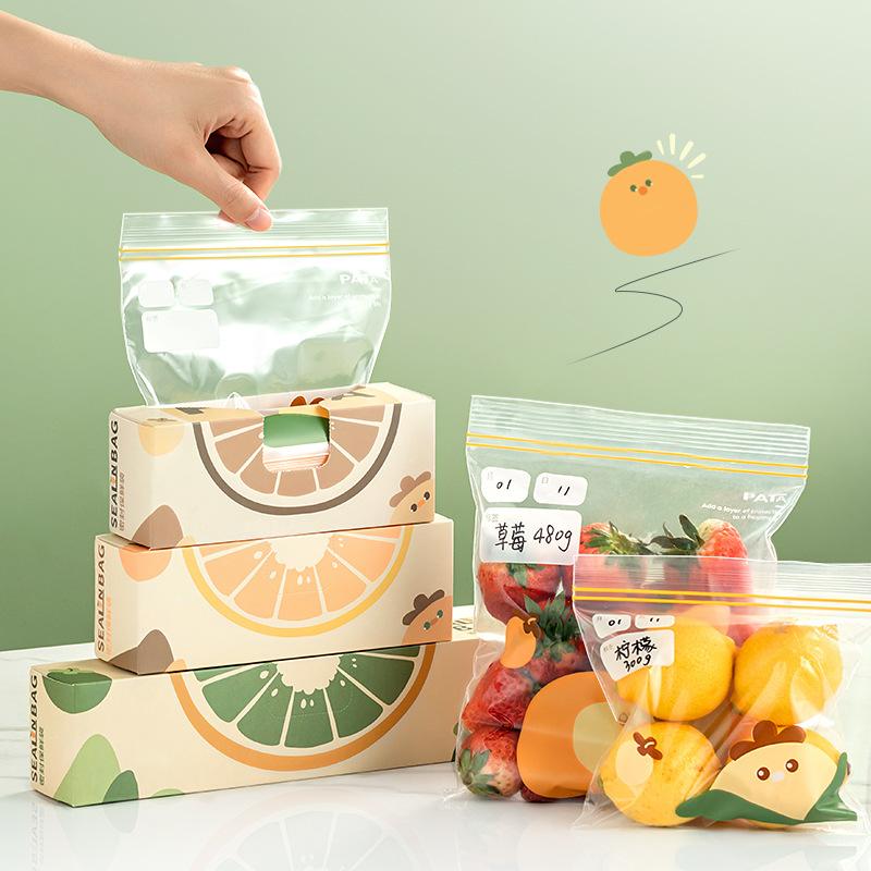 Thickened Food Preservation Bag, Box-packed, Pull-out Double-seal Strip Refrigerator Food Sealing Bag, Self-sealing Bag