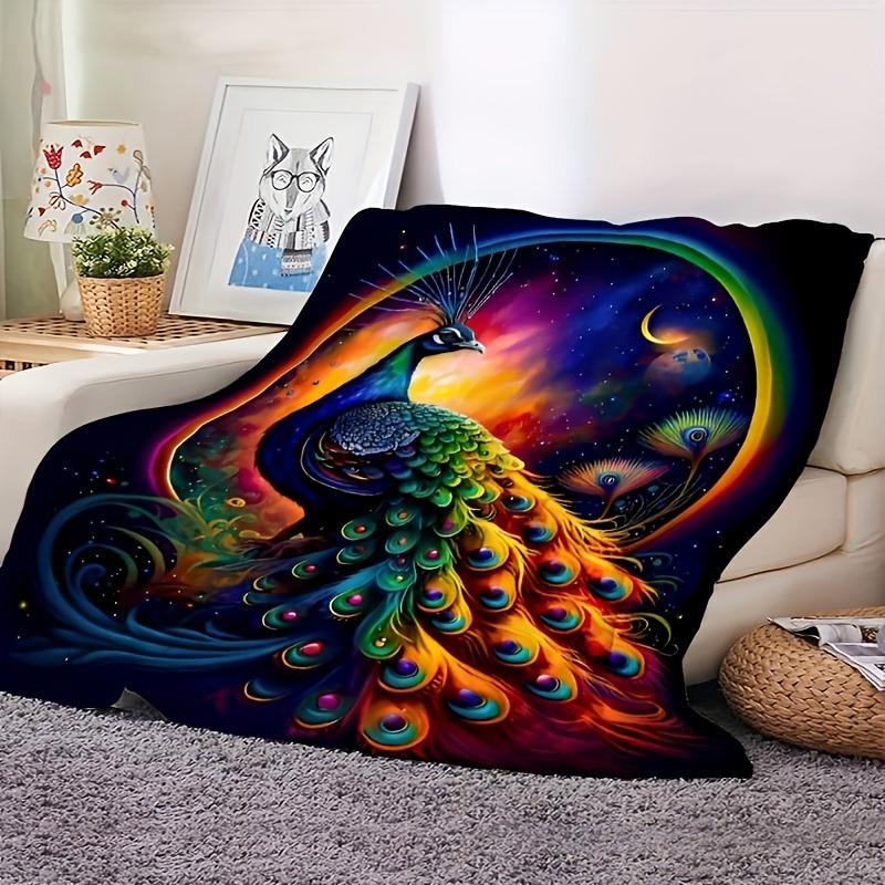 1pc New Global Feather Peacock Blanket Gifts to Men Women Ultra-Soft And Comfortable Nap Blanket for home office four season use