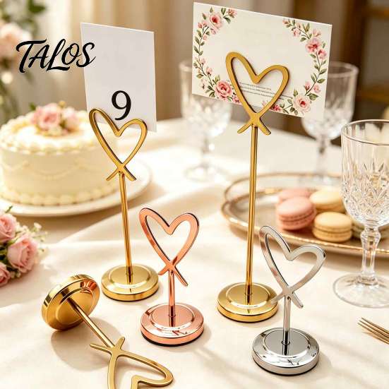 Table Decoration Accessories Hollow Heart Number Holder, Love Place Card Stand, Metal Stand Clip for Photos, Food Signs, Memo Notes, Weddings,