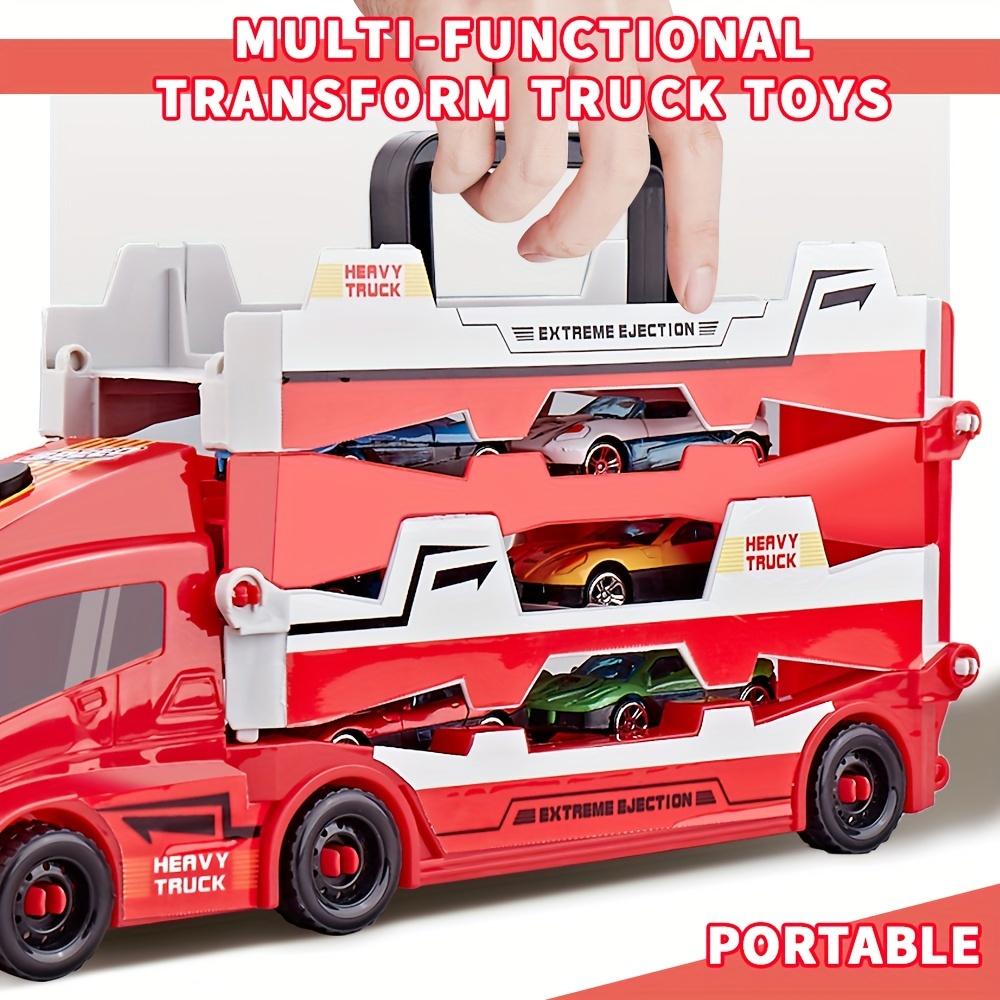 New Launching Car Tow Truck Kids Toy, 6 Small Car Set, 35.4 inch Super Long Size, Develops Organizing and Hands-On Skills, Gift.