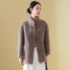 KAISER Women's Shearling Mid-Length Coat with Stand Collar and Toggle Buttons