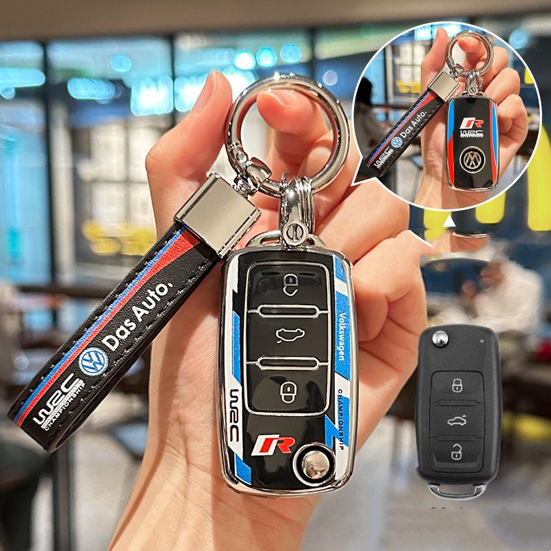 For VOLKSWAGEN TPU Car Remote Flip Key Case Cover Shell For Volkswagen VW Polo Golf Passat Tiguan Beetle Caddy T5 Up Eos Keychai