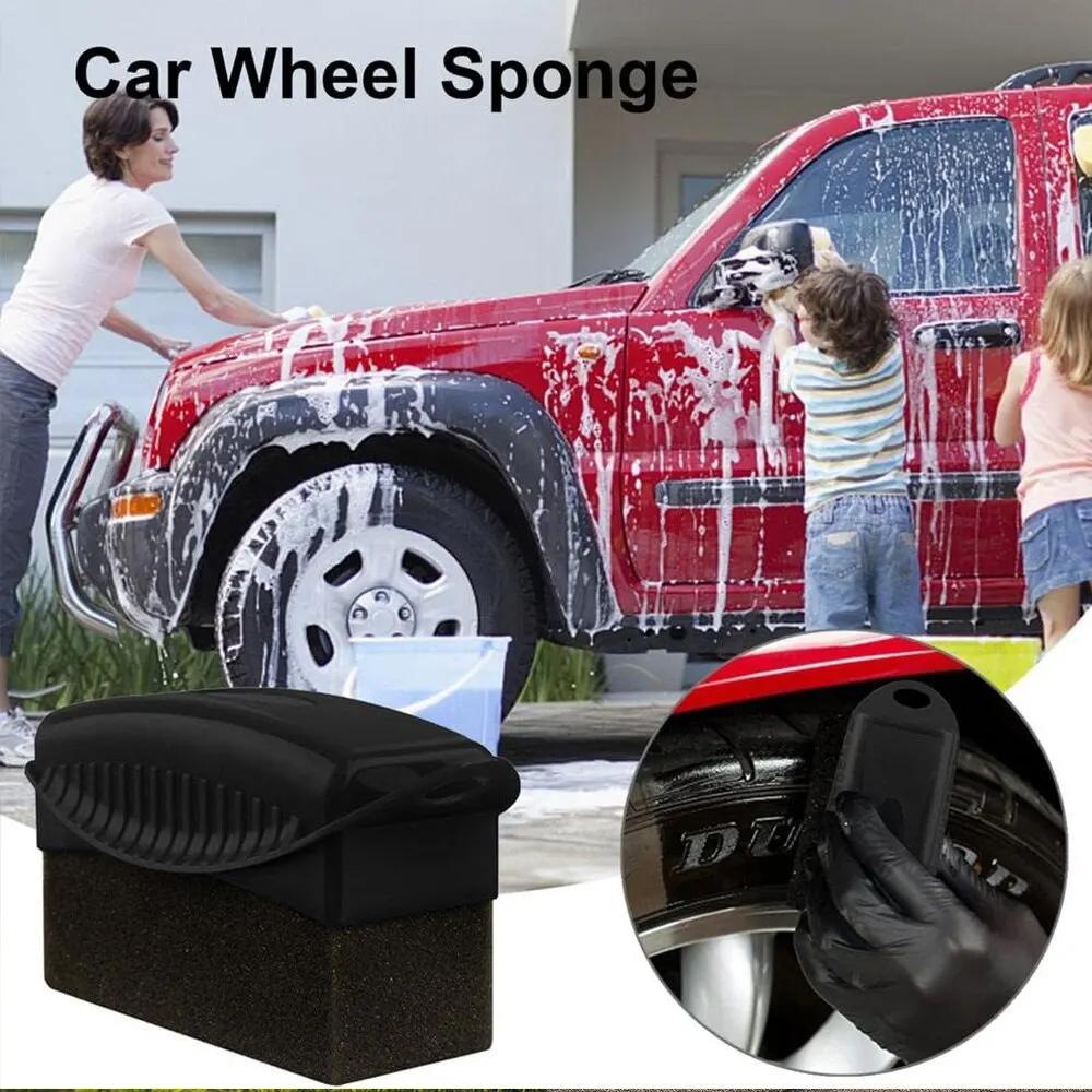 Car Tires Waxing Polishing Cleaning Sponge, Washing Tire, Wheel Rim Trim, Contour Detailing, Dressing, Shine Pad, Sponge, 2 Pcs