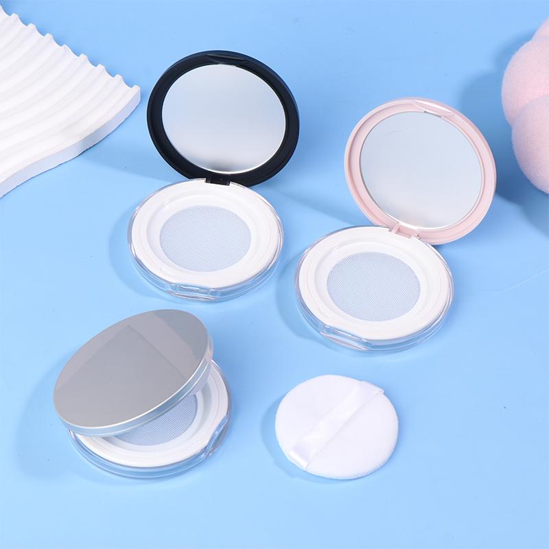 5G Ultra-Thin Mini Elastic Mesh With Mirror Portable Loose Powder Packaging Empty Box Cosmetic Makeup Puff Refillable Pot