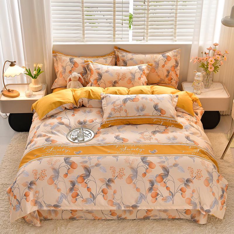 New Stylish Skin-Friendly Cotton Flannel Bedding Set - Thickened Plaid & Floral Design for Students