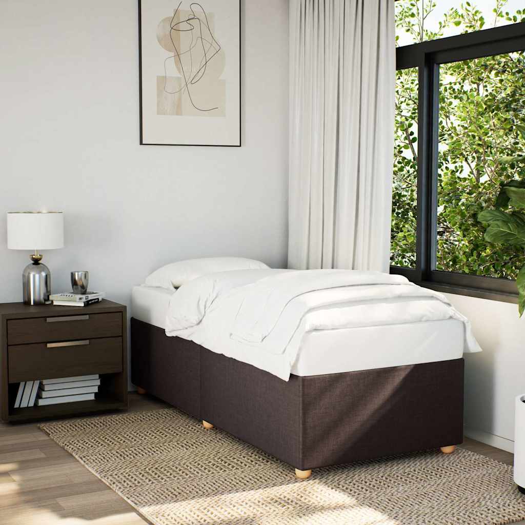 Bed Frame Without Mattress Dark Brown 90 X 200 Cm Fabric