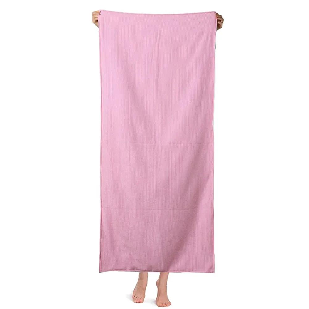 Solid Color Beach Towel Microfiber Quick Dry Striped For Kid Women Travel Camping Picnic Mat Pool Towel Portable Sea Surf Poncho