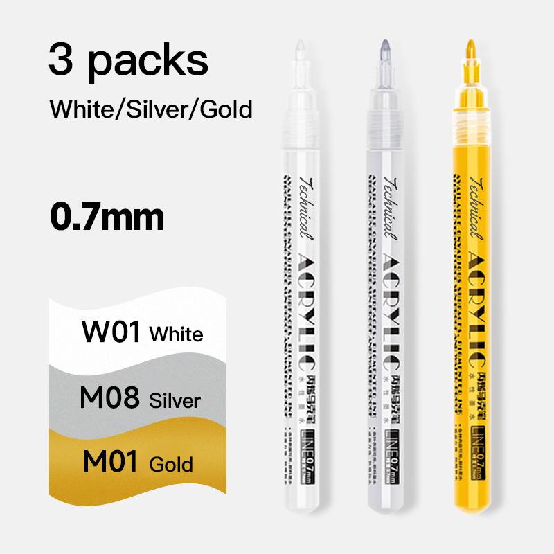 Metallic Marker Pen 0.7/1.0 mm Extra Fine Acrylic Gold Silver Color Pen Back to School Supplies Highlighter Marker DIY Painting