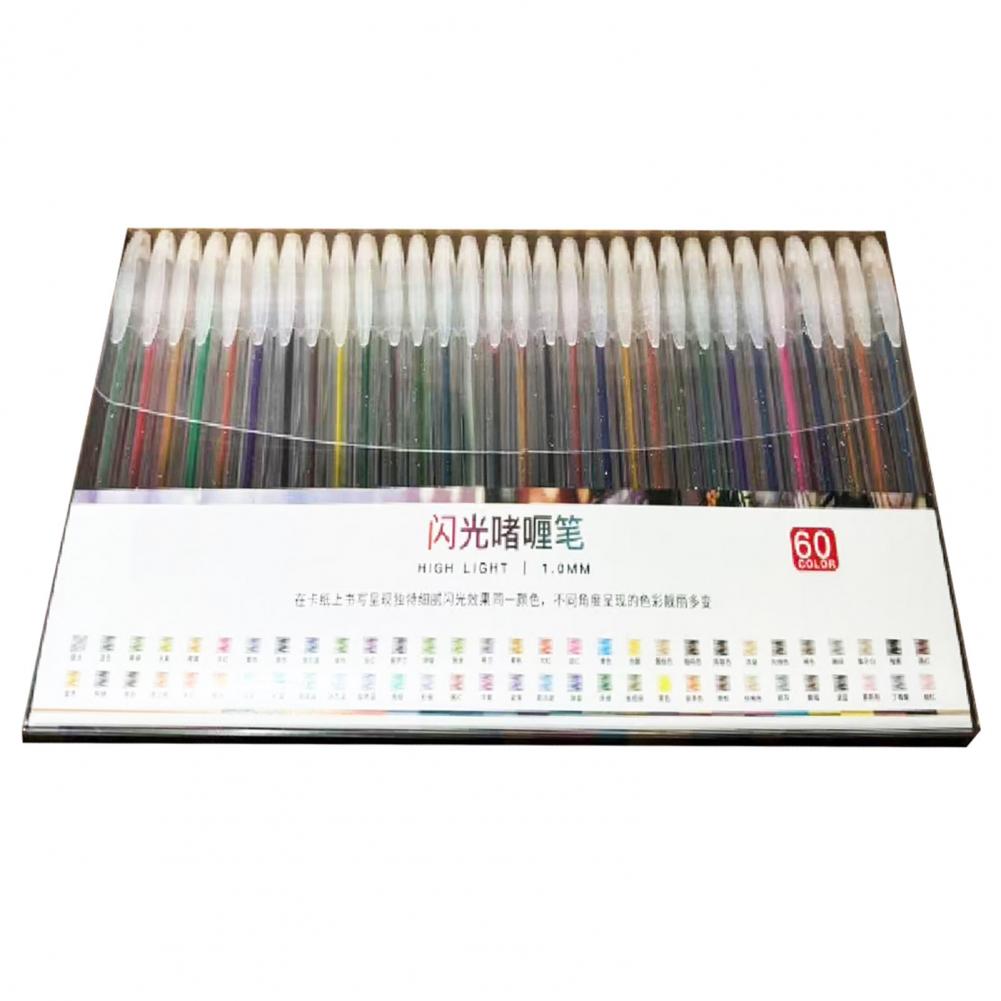 Pen Glitter Body Highlighter Multicolored Highlighter Pen Set with Transparent Body Smooth Metal Tip Glitter Gel for Coloring