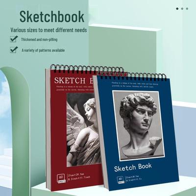 Grenzüberschreitendes Kunststudenten-Skizzenbuch-Set: A4, A3, A5 - Leer, Spiralbindung für Farbstift, Handgemalte Aquarellzeichnungen