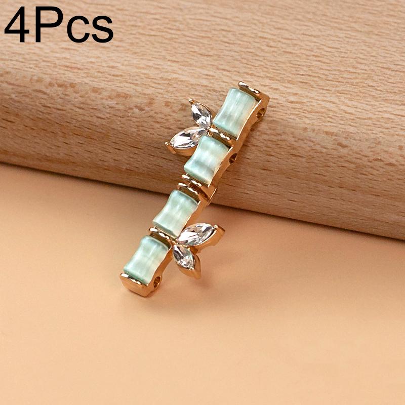 4Pcs Bamboo Knot Buckle Ancient Style Diamond Fashion Costume Accessories Chinese Style Metal Cat's Eye Frog