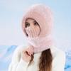 Winter Outdoor Warm Pullover Cap Women's Velvet Ear Protection Riding Neck Integrated Knitted Wool Cap